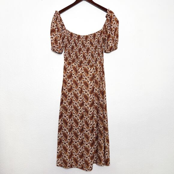 Faithfull The Brand Juniper Sable Paisley Midi Dress Size 6 - Picture 2 of 9